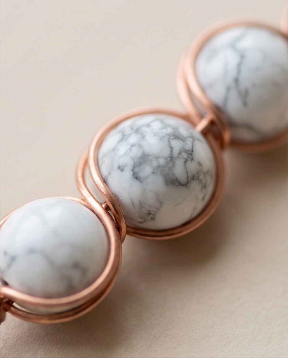 Howlite & Copper Wire Wrapped Earrings
