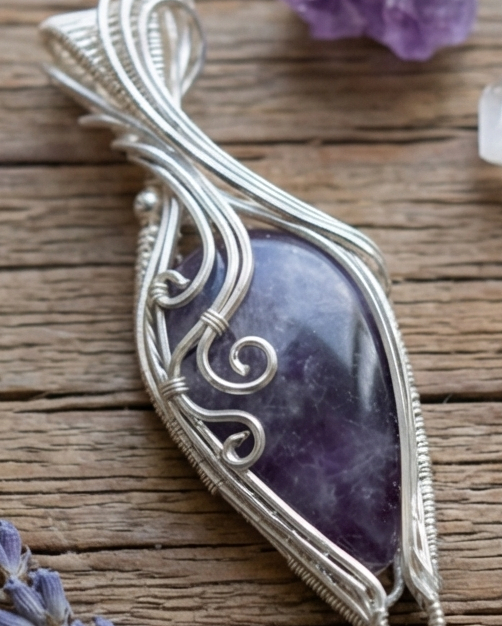 Chevron amethyst Wire Wrapped and Weaved