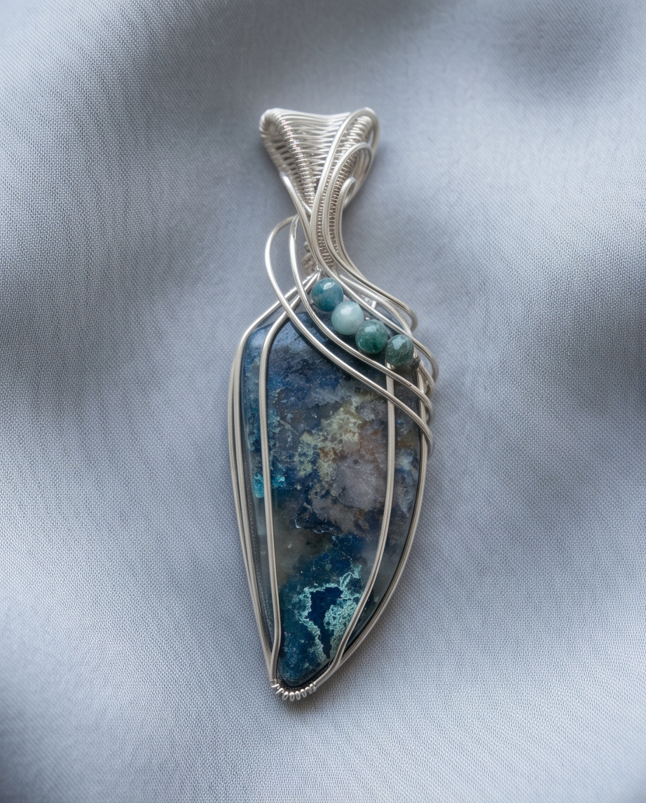 Shattuckite Pendant in Sterling Silver
