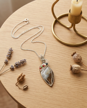 Load image into Gallery viewer, Indonesian Moss Agate Pendant with Multi-Gemstone Accent – Handcrafted Sterling Silver Wire Wrapped Jewelry