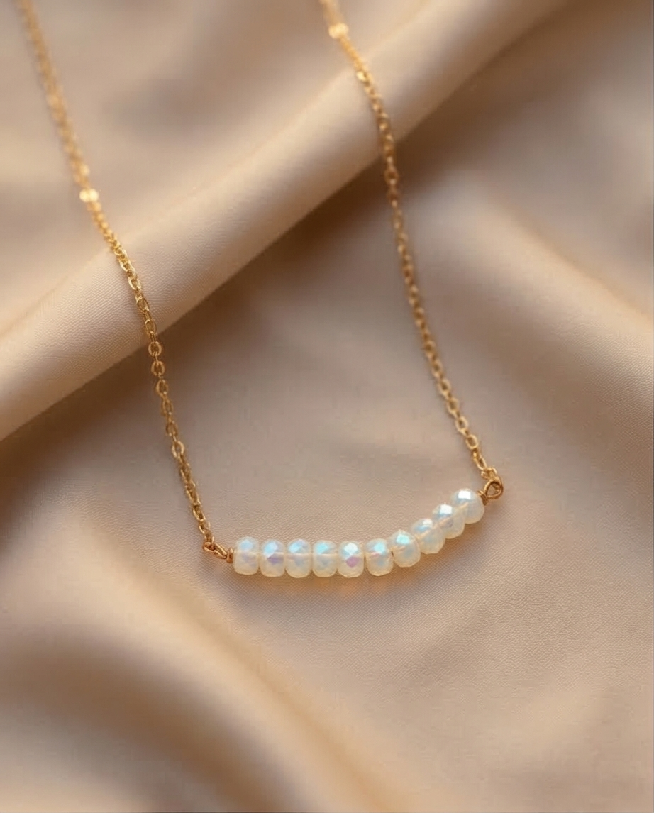 Gemstone Bar Necklace – Minimalist Handcrafted Beaded Necklace