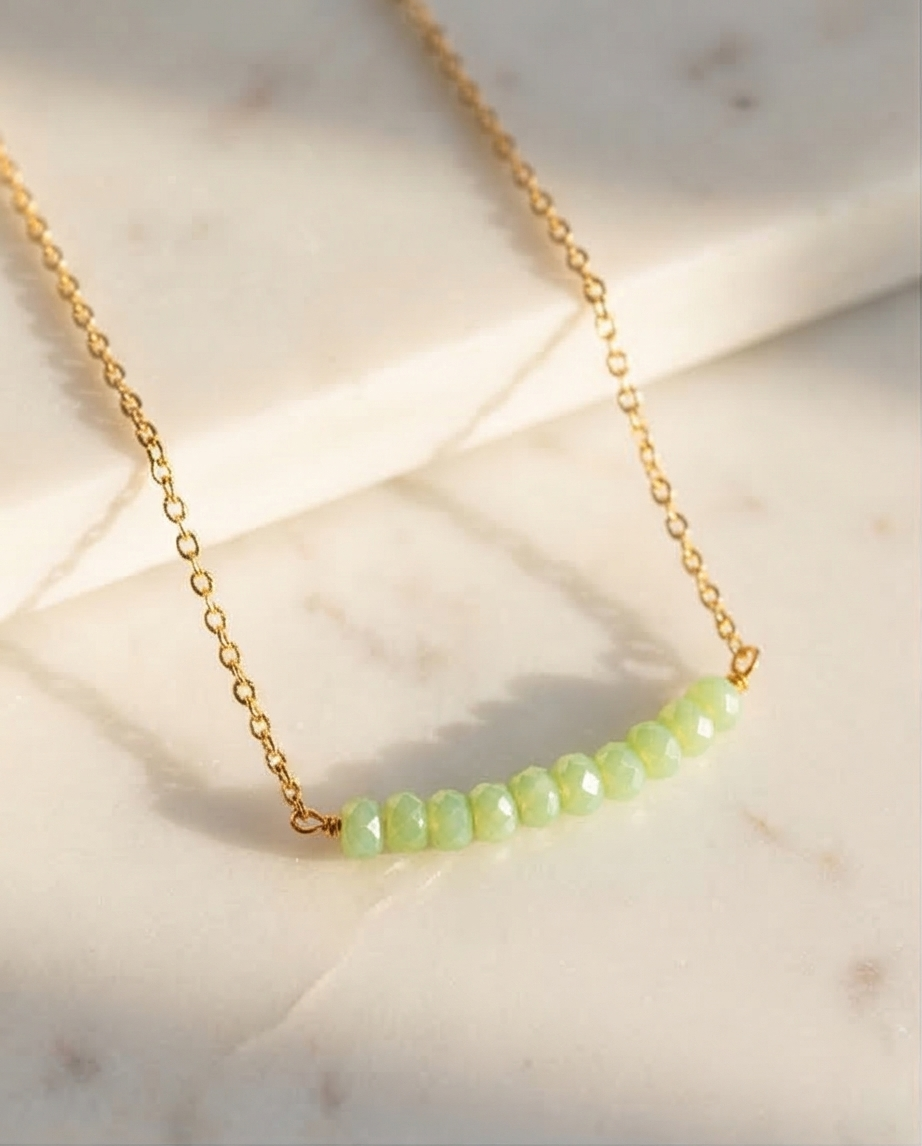 Gemstone Bar Necklace – Minimalist Handcrafted Beaded Necklace