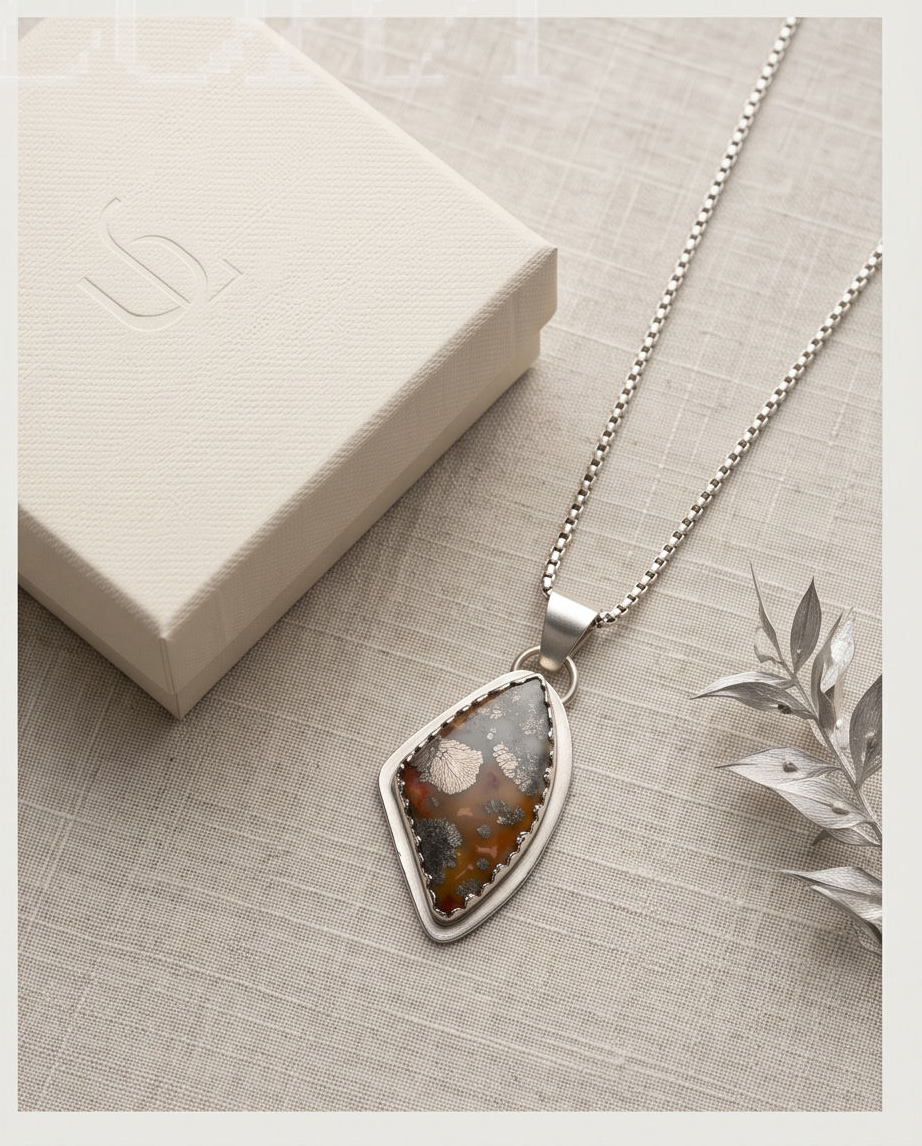 Handcrafted Marcasite statement pendant set in sterling silver with sculptural bail and twisted wire accents.