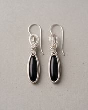 Load image into Gallery viewer, handcrafted sterling silver wirework on Black Onyx earring