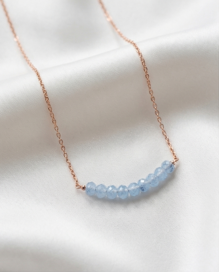 Gemstone Bar Necklace – Minimalist Handcrafted Beaded Necklace