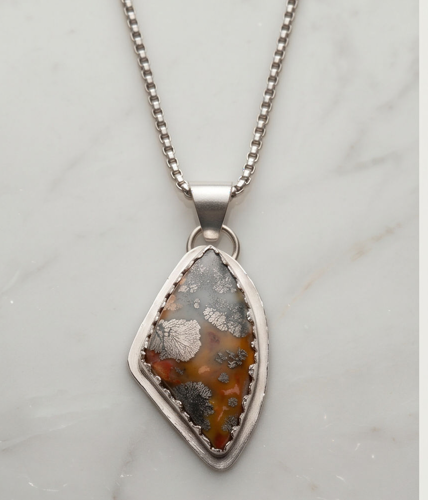 Handcrafted Marcasite statement pendant set in sterling silver with sculptural bail and twisted wire accents.