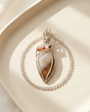 Load image into Gallery viewer, Indonesian Moss Agate Pendant with Multi-Gemstone Accent – Handcrafted Sterling Silver Wire Wrapped Jewelry