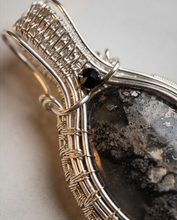 Load image into Gallery viewer, Moss Agate &amp; Black Onyx Wire-Wrapped Pendant – Handmade Artisan Gemstone Necklace