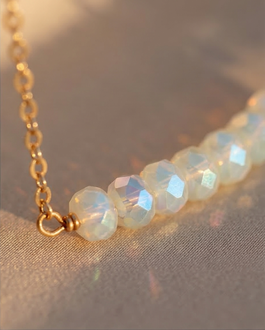 Gemstone Bar Necklace – Minimalist Handcrafted Beaded Necklace