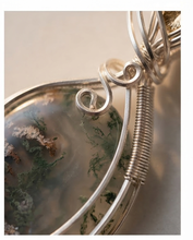 Load image into Gallery viewer, Moss Agate Statement Pendant – Handcrafted Wire-Wrapped Nature Gemstone Necklace
