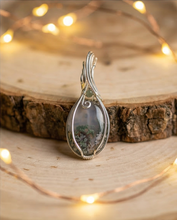 Load image into Gallery viewer, Moss Agate Wire-Wrapped Pendant – Handmade Nature-Inspired Gemstone Necklace