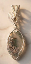 Load image into Gallery viewer, Moss Agate Statement Pendant – Handcrafted Wire-Wrapped Nature Gemstone Necklace