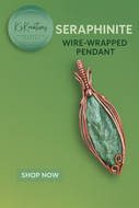 Handmade Seraphinite pendant with shimmering silver inclusions

Wire-wrapped copper Seraphinite gemstone necklace

Artisan Seraphinite pendant with feather-like chatoyance

Unique spiritual jewelry gift with Seraphinite stone
