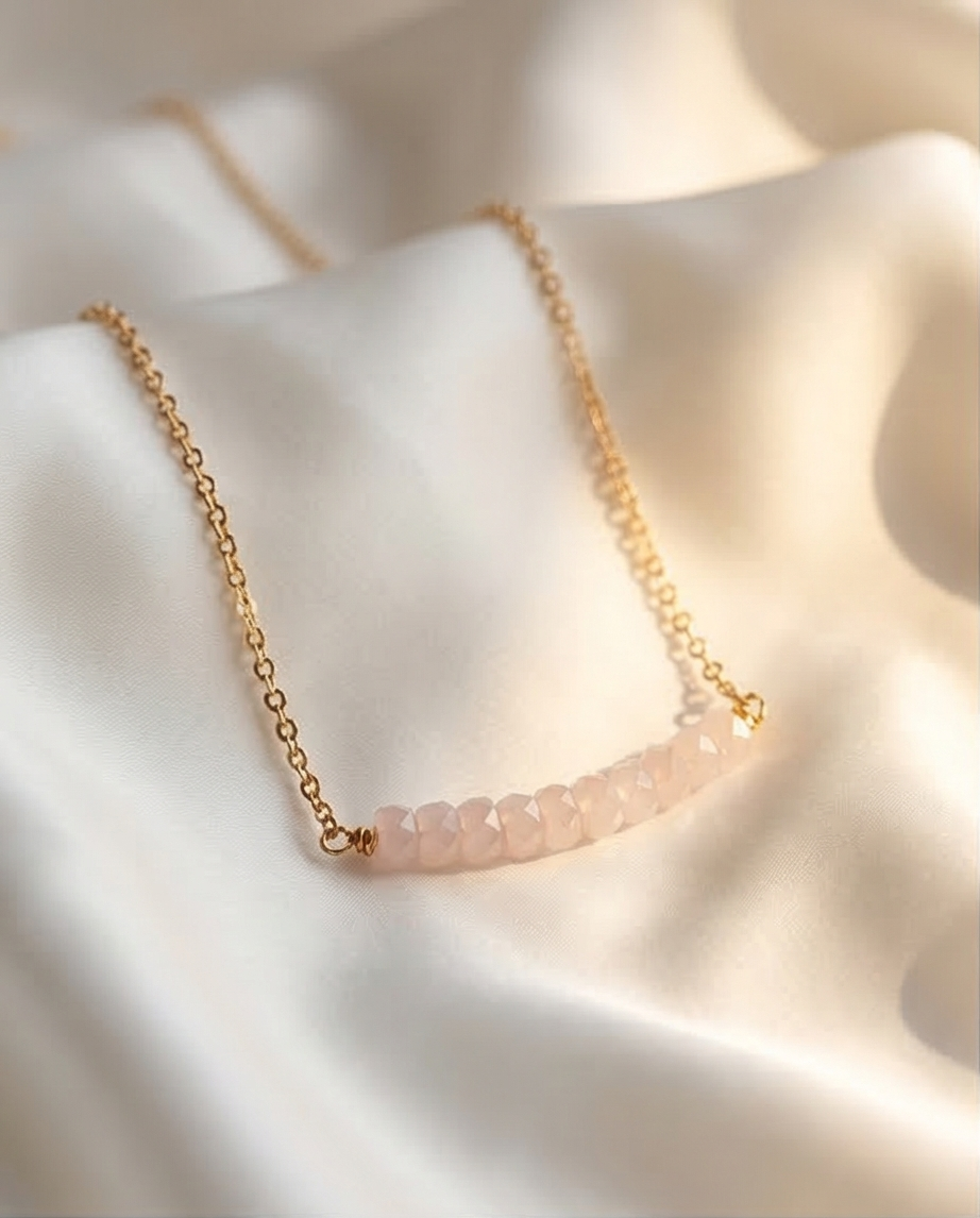 Gemstone Bar Necklace – Minimalist Handcrafted Beaded Necklace