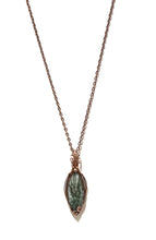 Load image into Gallery viewer, Handmade Seraphinite pendant with shimmering silver inclusions
Wire-wrapped copper Seraphinite gemstone necklace
Artisan Seraphinite pendant with feather-like chatoyance
Unique spiritual jewelry gift with Seraphinite stone
