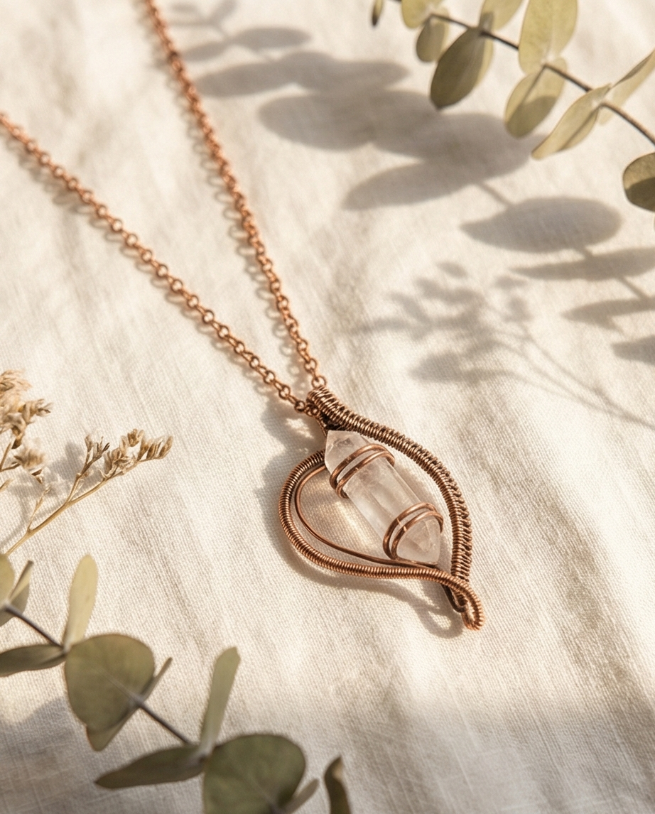 Handcrafted Wire-Wrapped Crystal Point Pendant