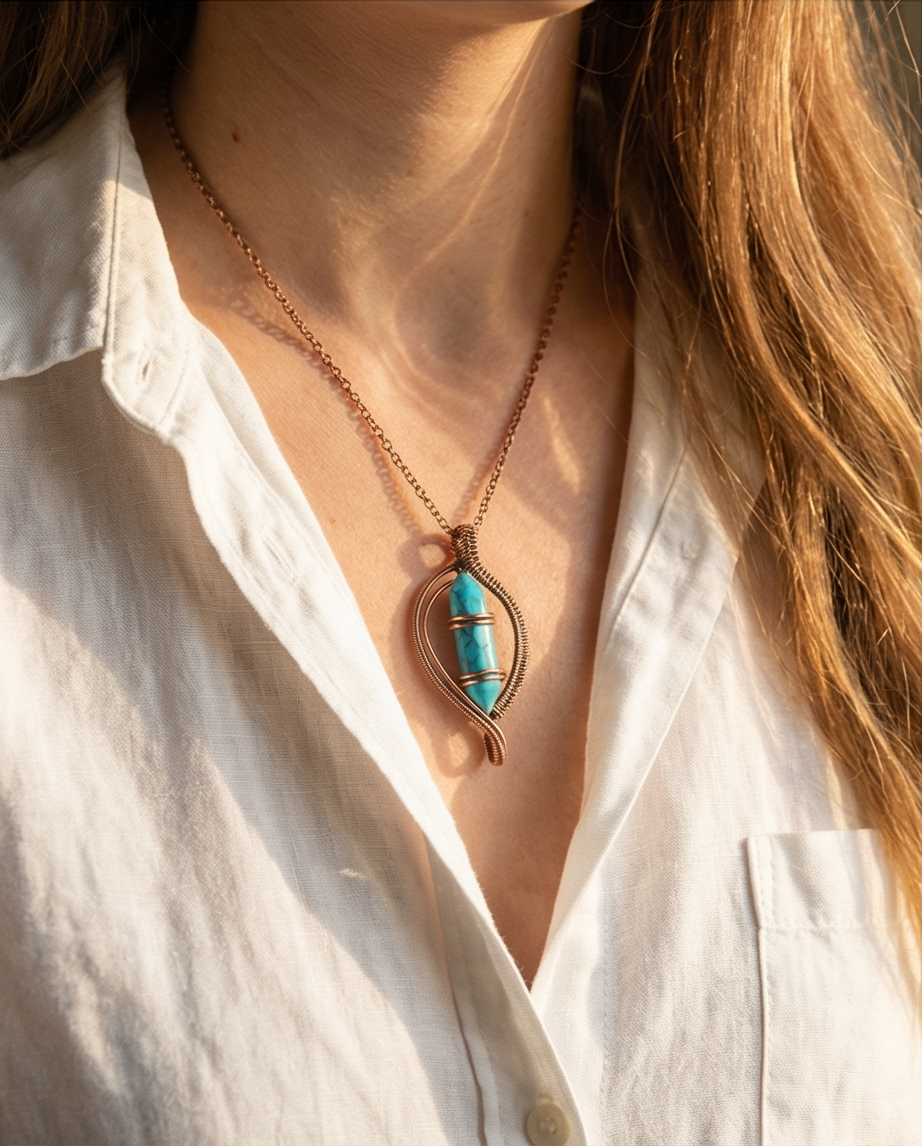 Handcrafted Wire-Wrapped Crystal Point Pendant
