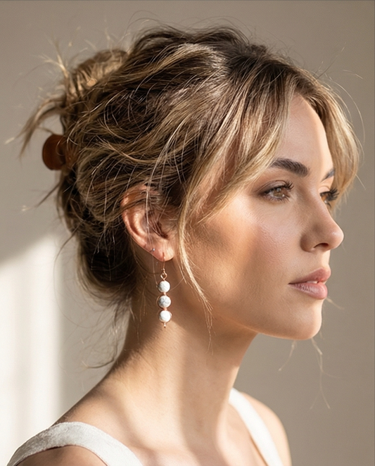 Howlite &amp; Copper Wire Wrapped Earrings
