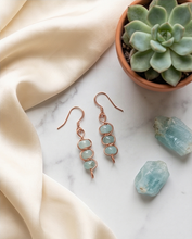 Load image into Gallery viewer, Aquamarine &amp; Copper Wire Wrapped Earrings