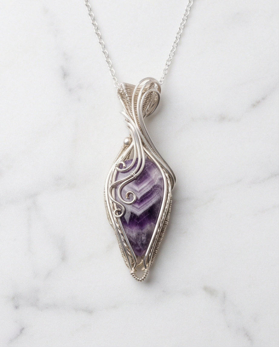 Chevron amethyst Wire Wrapped and Weaved
