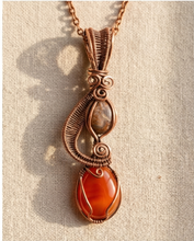 Load image into Gallery viewer, Carnelian and Jasper in wire weave and wrapped