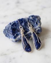 Load image into Gallery viewer, Sodalite Wire Wrapped Drop Earrings