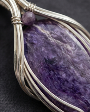 Load image into Gallery viewer, Charoite Pendant in Sterling Silver | Handcrafted Wire Wrapped Purple Gemstone