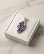 Load image into Gallery viewer, Charoite Pendant in Sterling Silver | Handcrafted Wire Wrapped Purple Gemstone
