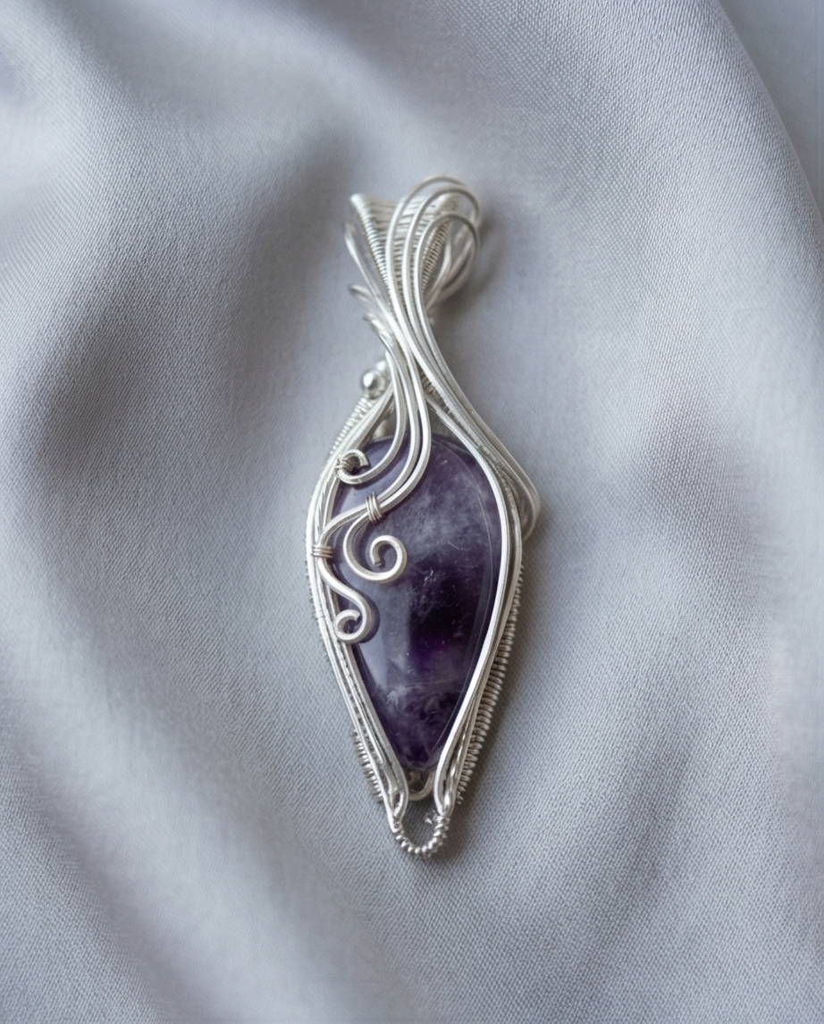 Chevron amethyst Wire Wrapped and Weaved