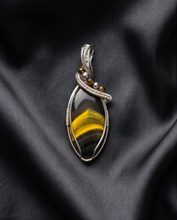 Load image into Gallery viewer, Bumblebee Jasper Pendant in Sterling Silver – Handcrafted Wire Wrapped Statement Jewelry