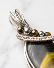 Load image into Gallery viewer, Bumblebee Jasper Pendant in Sterling Silver – Handcrafted Wire Wrapped Statement Jewelry
