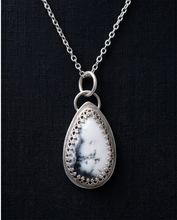 Load image into Gallery viewer, Dendritic Opal Teardrop Pendant in Sterling Silver – Handcrafted Artisan Necklace