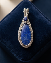 Load image into Gallery viewer, Lapis Lazuli Handwoven Pendant in .925 Sterling Silver