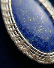 Load image into Gallery viewer, Lapis Lazuli Handwoven Pendant in .925 Sterling Silver