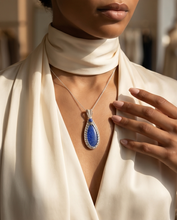 Load image into Gallery viewer, Lapis Lazuli Handwoven Pendant in .925 Sterling Silver