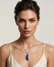 Load image into Gallery viewer, Oval Lapis Lazuli Pendant in Sterling Silver