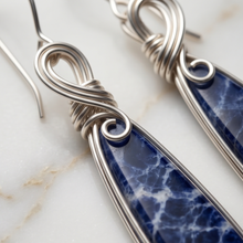 Load image into Gallery viewer, Sodalite Wire Wrapped Earrings