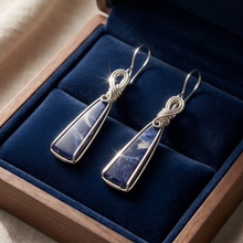 Load image into Gallery viewer, Sodalite Wire Wrapped Earrings