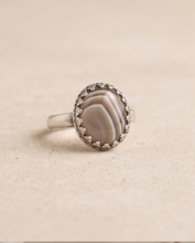 Load image into Gallery viewer, Handcrafted Banded Agate sterling silver ring with 10 x 12 mm natural gemstone
