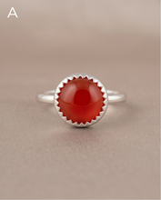 Load image into Gallery viewer, Handcrafted sterling silver ring featuring an 8 mm genuine Carnelian gemstone
