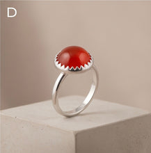 Load image into Gallery viewer, Handcrafted sterling silver ring featuring an 8 mm genuine Carnelian gemstone
