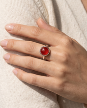 Load image into Gallery viewer, Handcrafted sterling silver ring featuring an 8 mm genuine Carnelian gemstone
