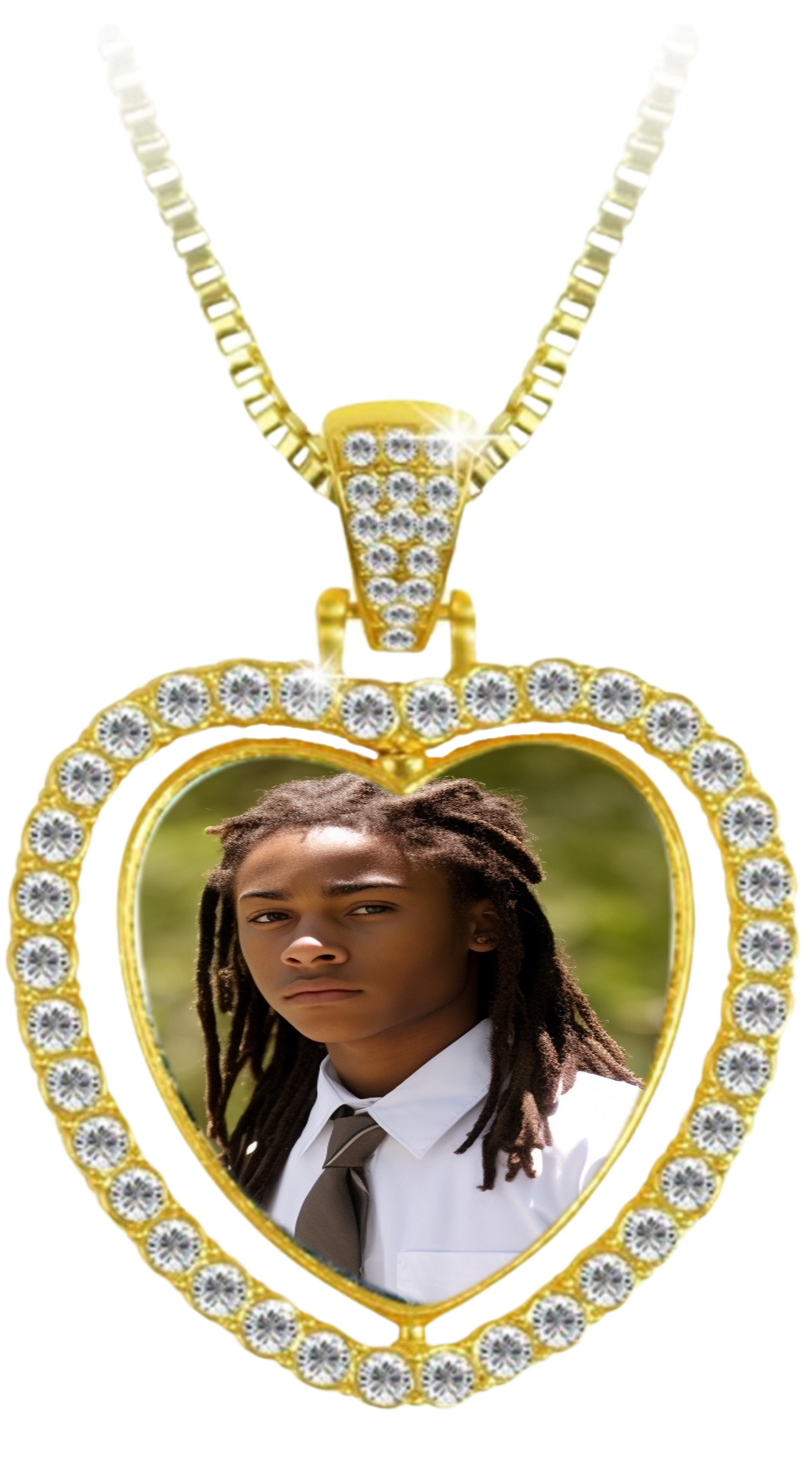 Rhinestone Heart Photo Pendant