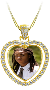 Rhinestone Heart Photo Pendant