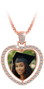 Rhinestone Heart Photo Pendant
