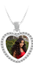Rhinestone Heart Photo Pendant