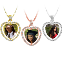Load image into Gallery viewer, Rhinestone Heart Photo Pendant